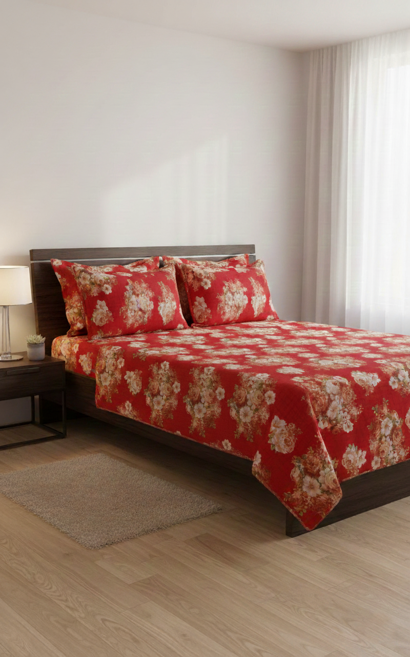Vibrant Red Bed Sheet – Soft & Premium Bedding for Pakistani Bedrooms