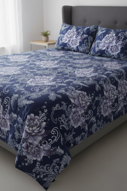 Premium Dark Blue Crystal Bed Sheet