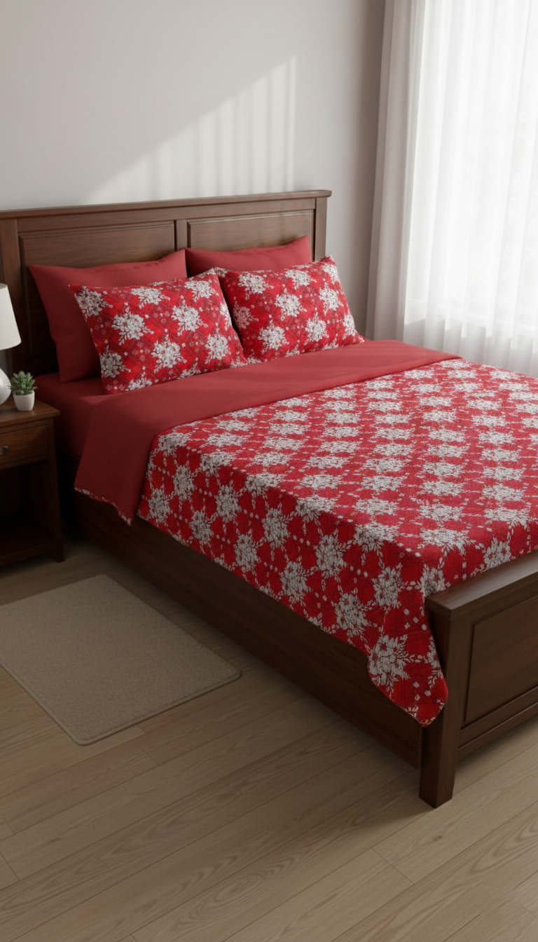 Premium Red Bed Sheet – Soft & Stylish Home Linen for Pakistani Bedrooms