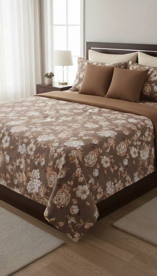 Premium Brown Bed Sheet – Soft & Stylish Home Linen for Pakistani Bedrooms